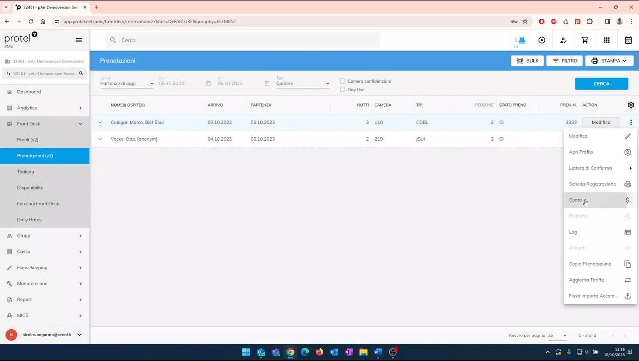 dividere il conto del cliente con protel PMS - SemplicisSImo
