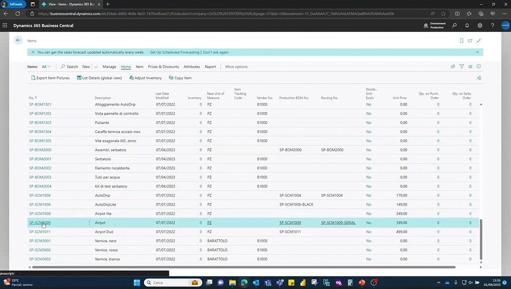 Seleziona articolo in BC