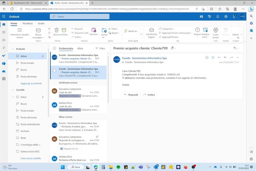 Invio e-mail su outlook