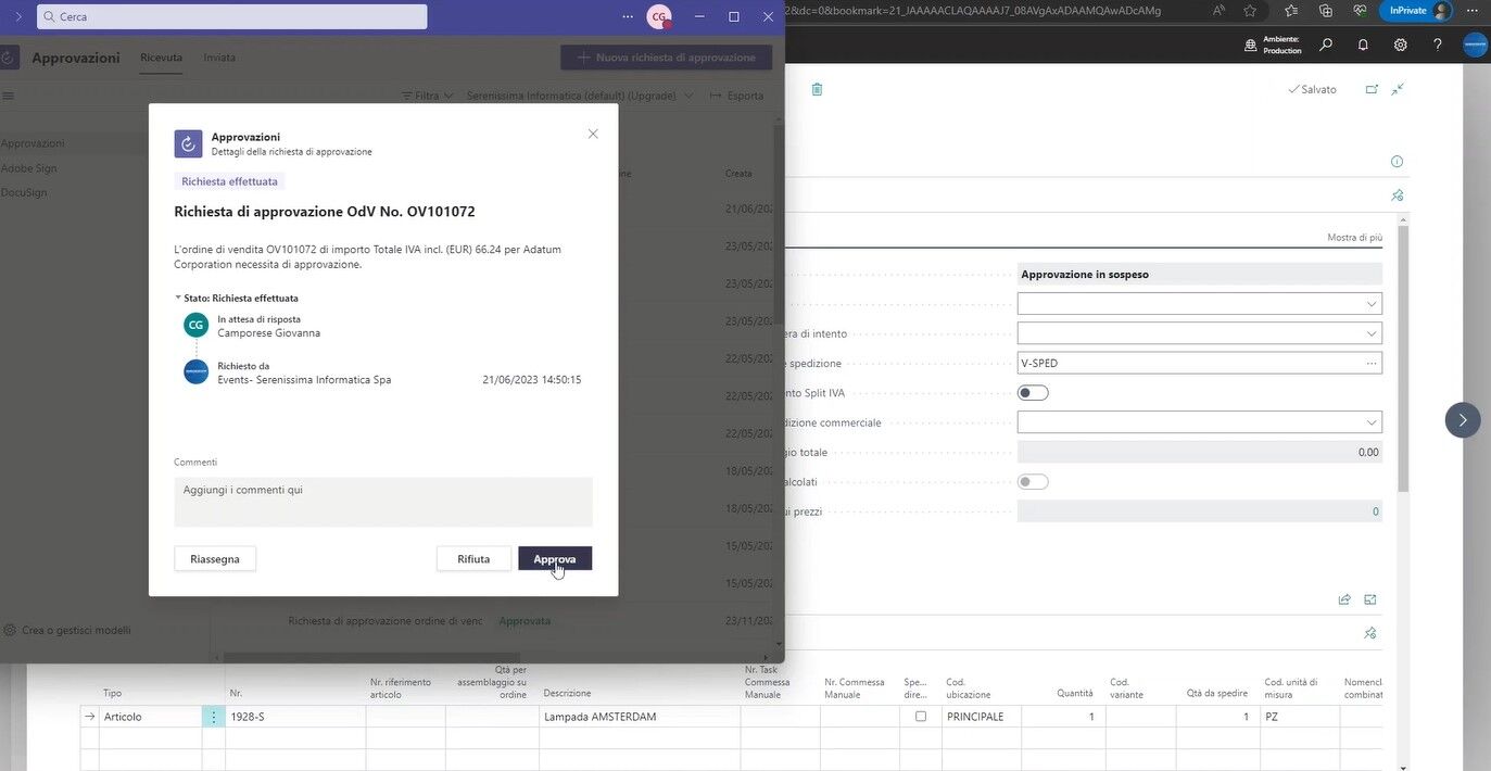 Flussi di approvazione Power Automate BC screen 3