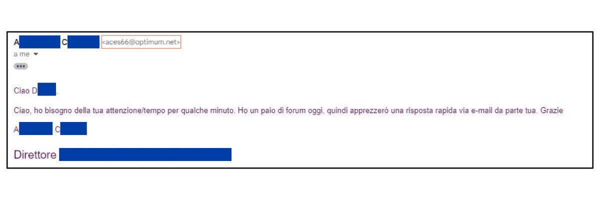 esempio di e-mail spoofing