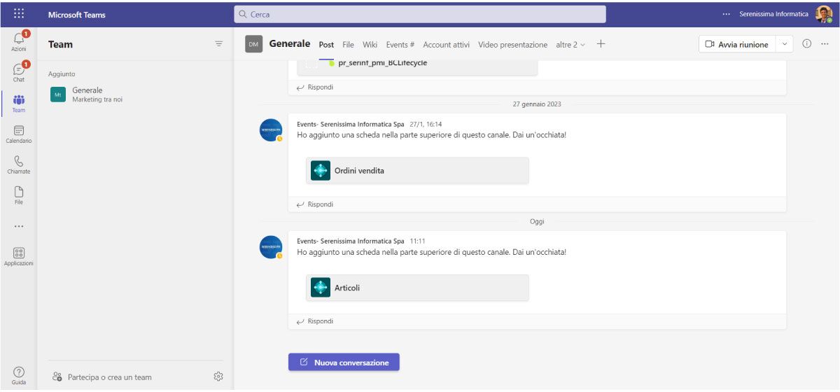 Screen 1 Business Central in Teams
