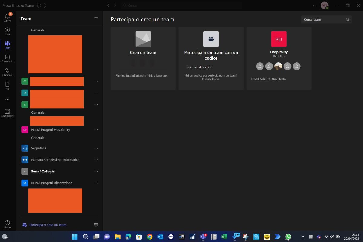 Screen gestione progetti teams 1