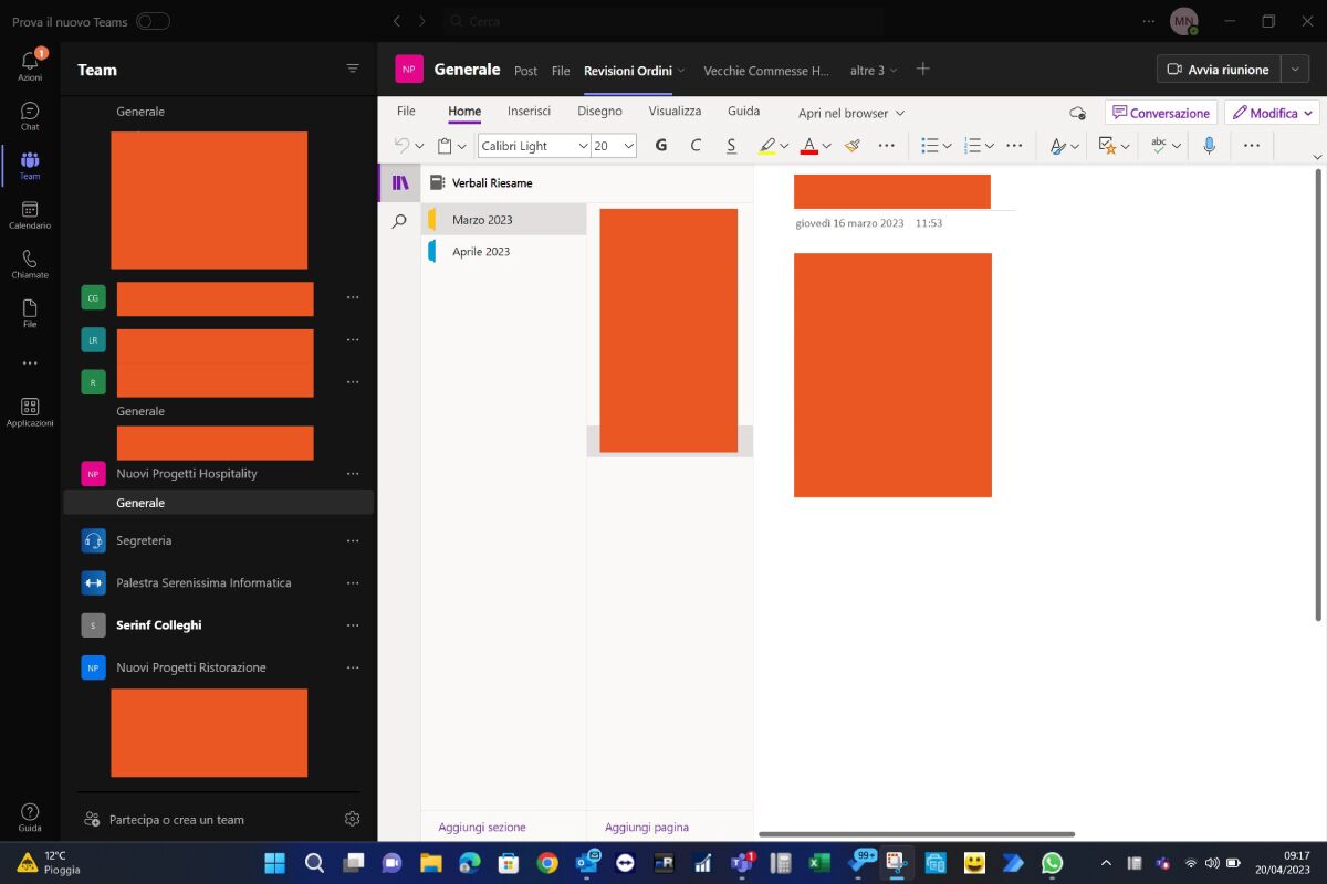 Screen gestione progetti teams 3