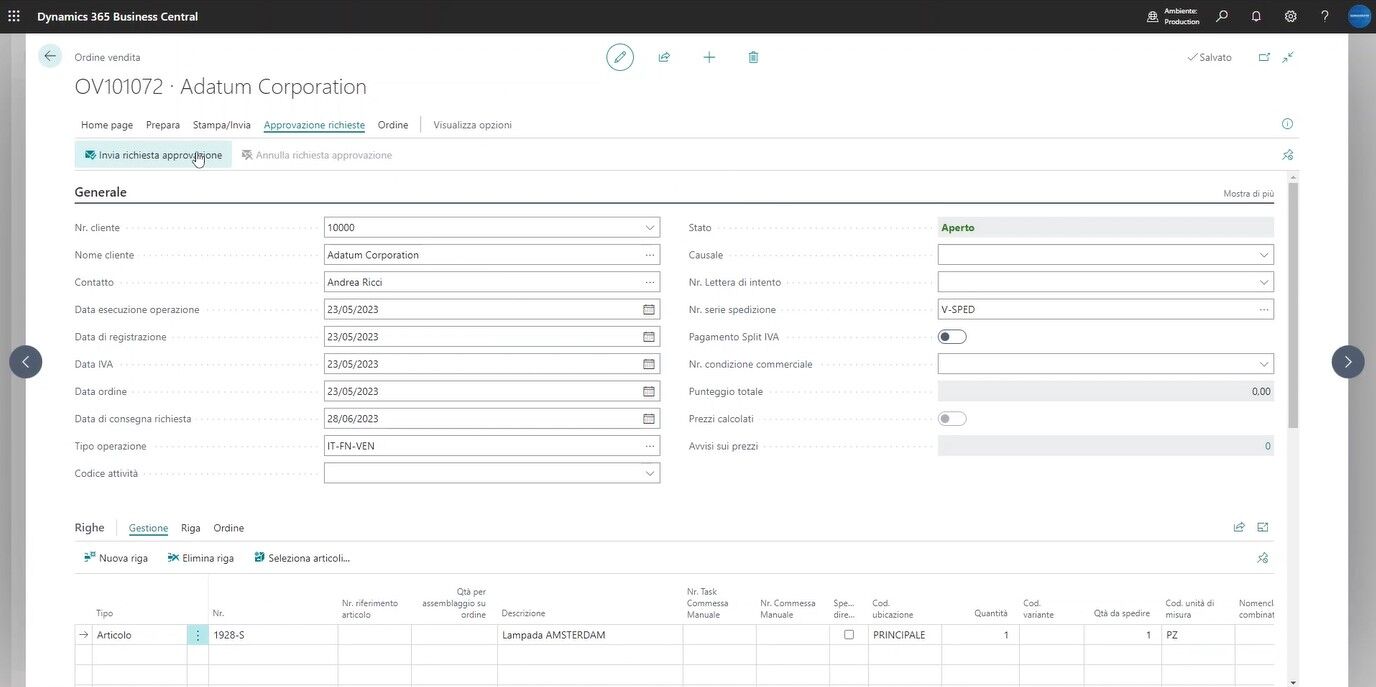 Flussi di approvazione Power Automate BC screen 1