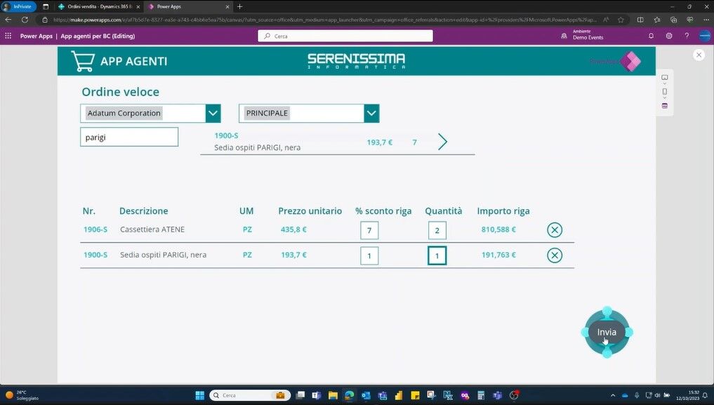 Schermata Power Apps