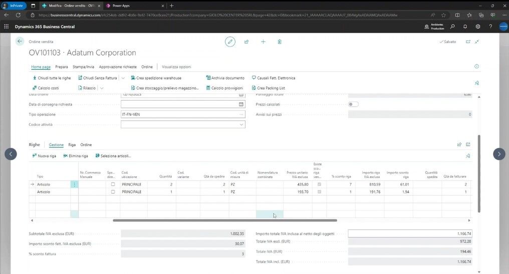 ordini di vendita BC