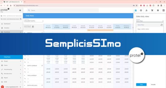 Modifica tariffe di vendita con protel PMS