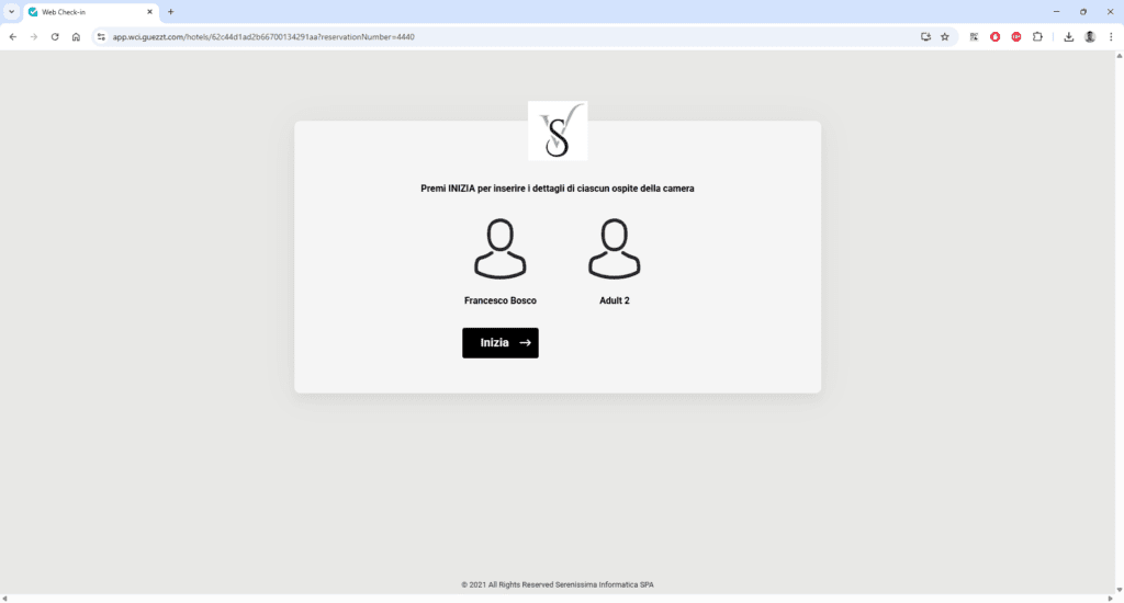 Maschera web check-in Guezzt